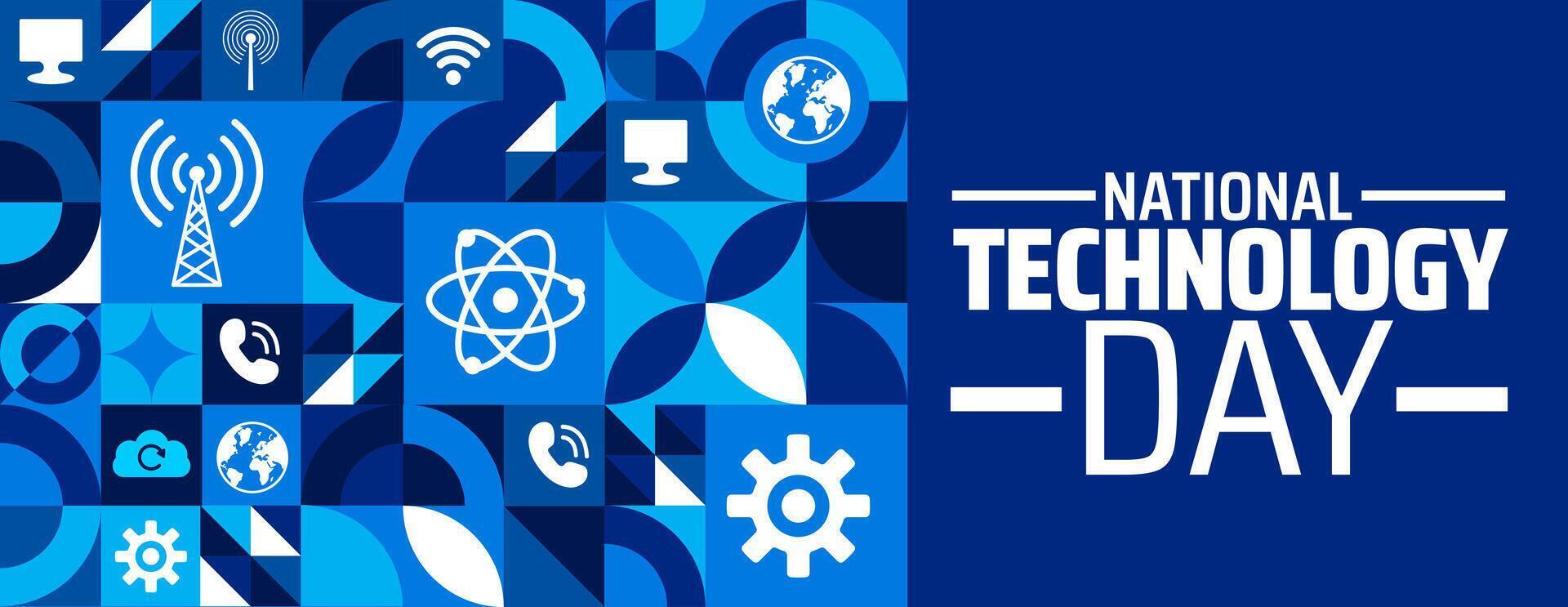 world technology day Geometric shape pattern background banner or poster design template. vector