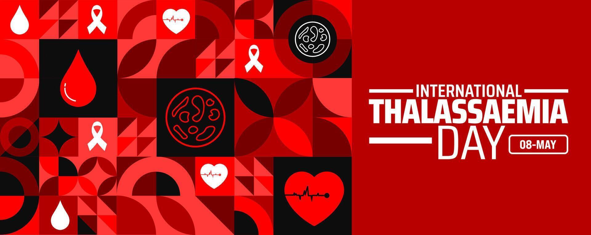 International thalassaemia day Geometric shape pattern background banner or poster design template. observed every year in May. Holiday concept. Use to any Template, card, poster, placard, template. vector