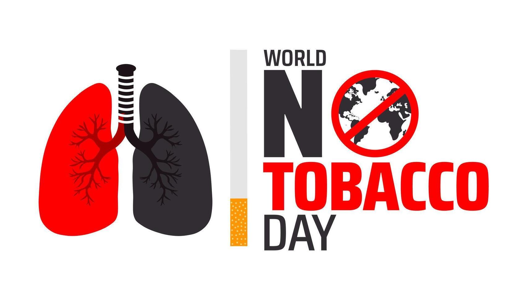 World No Tobacco Day background banner or poster design template with lung icon. observed every year in May. Holiday concept. Use to any Template, card, poster, placard, template. vector