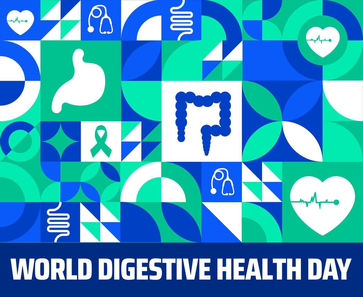 world digestive health day Geometric shape pattern background banner or poster design template. observed every year in May. Holiday concept. vector