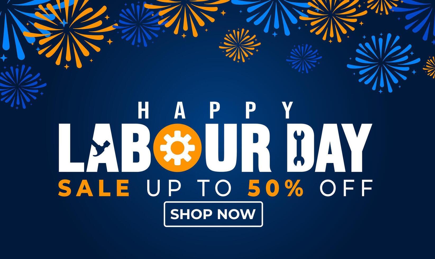 Happy Labour Day fireworks background, banner or poster design template. Observed on May 1st. it honors workers' contributions. we recognize the hard work. vector
