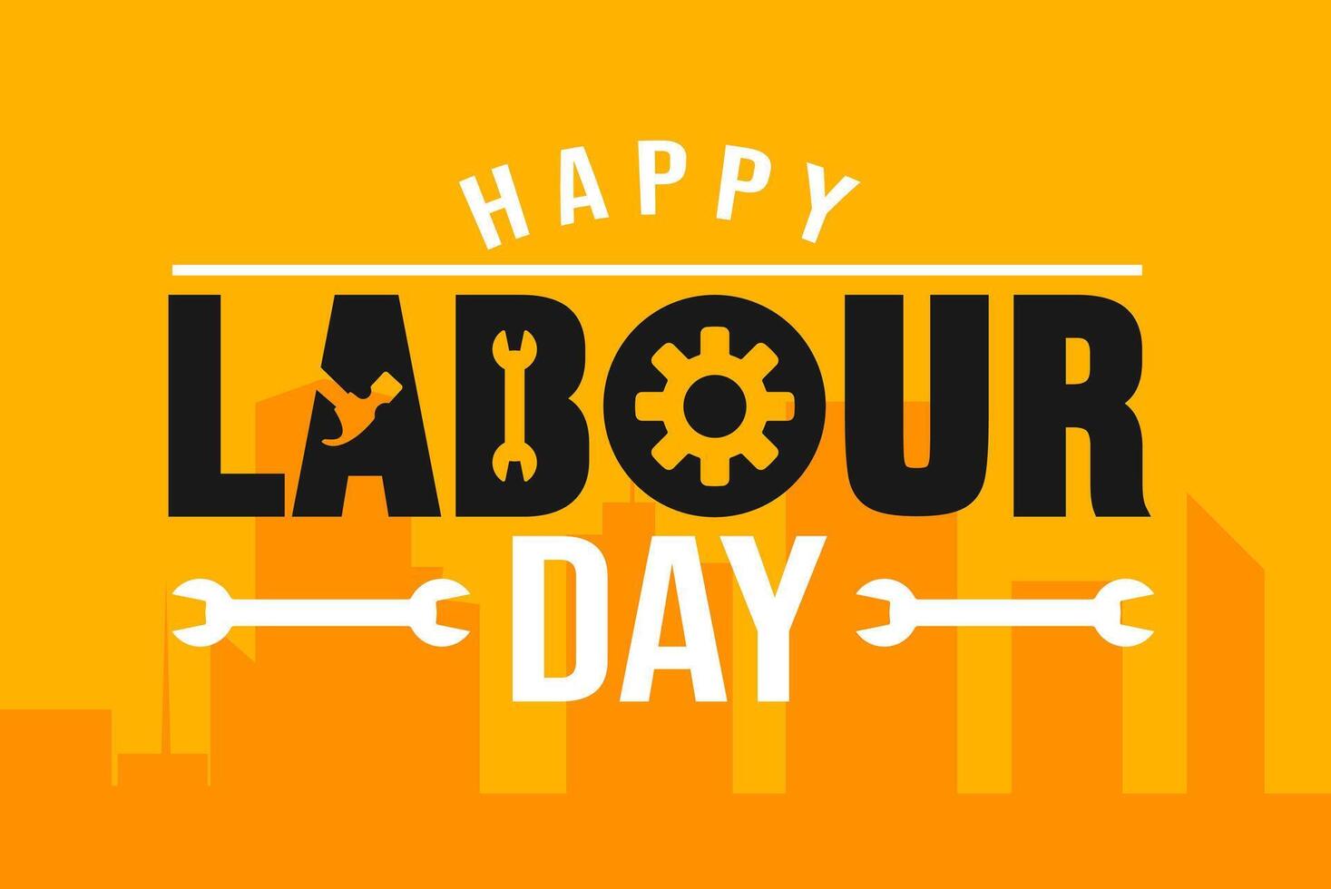 Happy Labour Day background, banner or poster design template. Observed on May 1st. it honors workers contributions. This bright features industrial symbols. vector