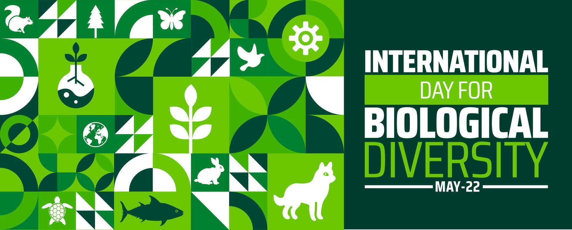 International Day for Biological Diversity Geometric shape pattern background banner or poster design template. observed every year in May. Holiday concept. Use to any Template, card, poster, placard vector