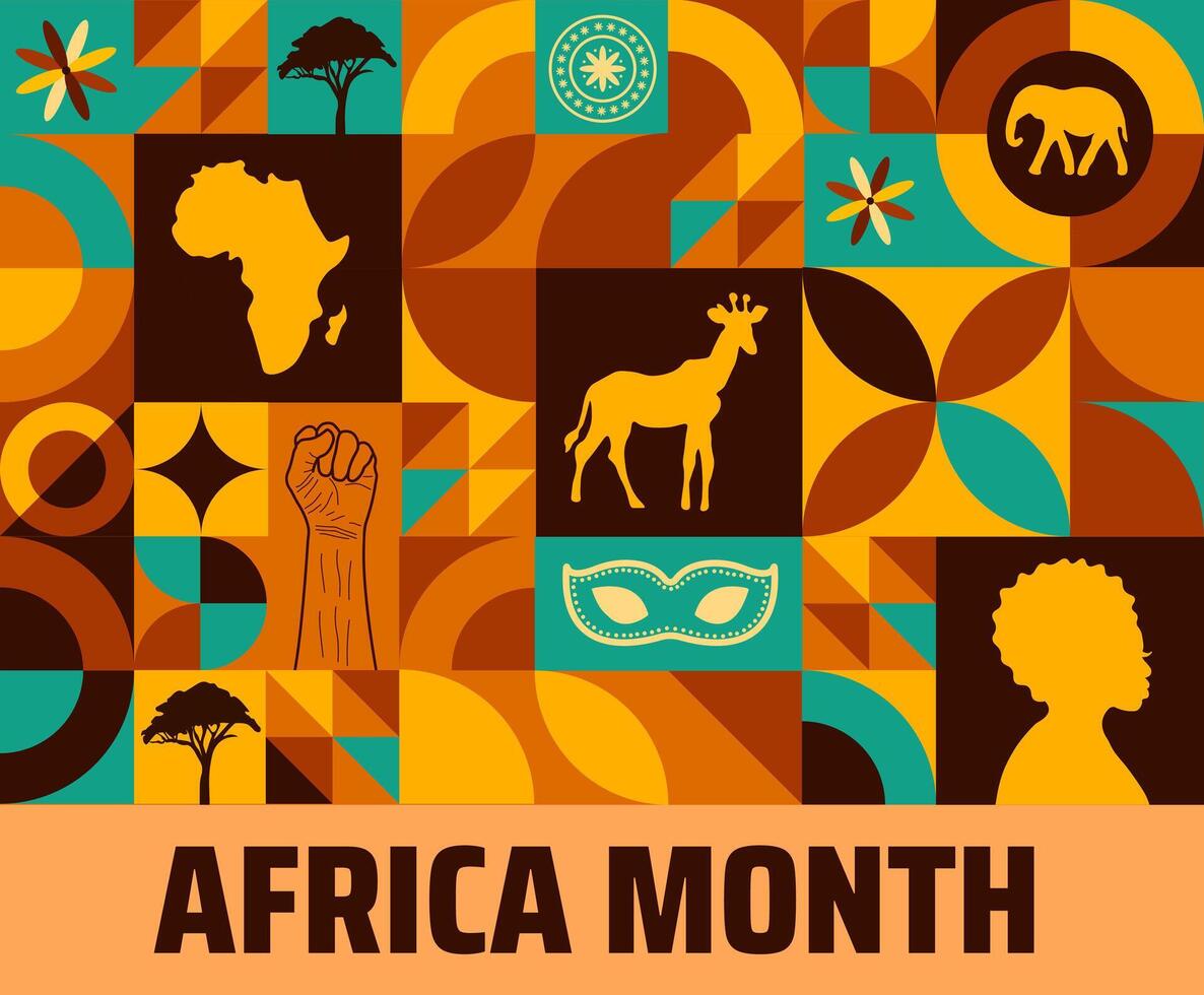 Africa Month Geometric shape pattern background banner or poster design vector