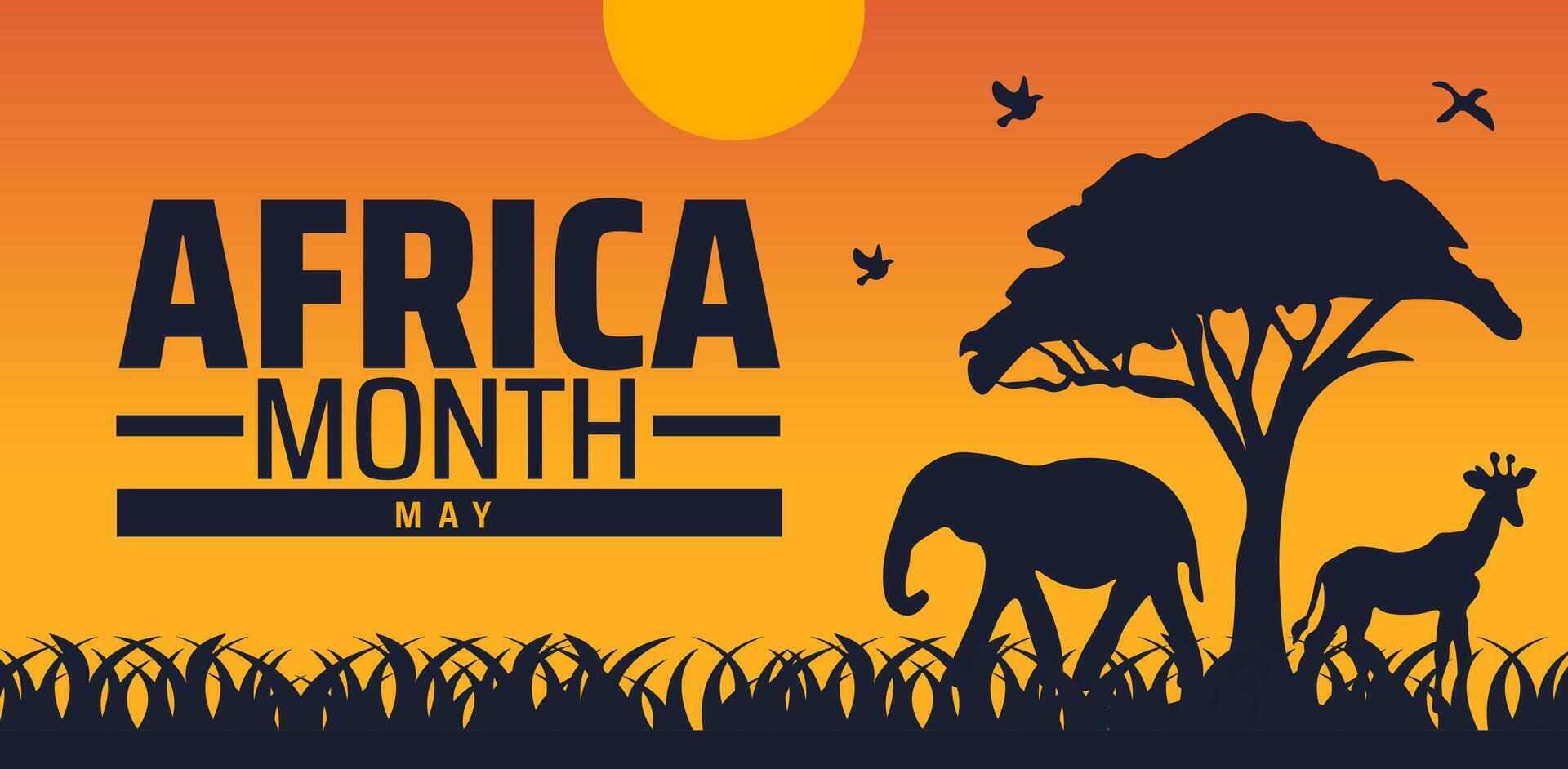 Africa Month background banner or poster design template. observed every year in May. Holiday concept. Use to any Template, card, poster, placard, template. vector