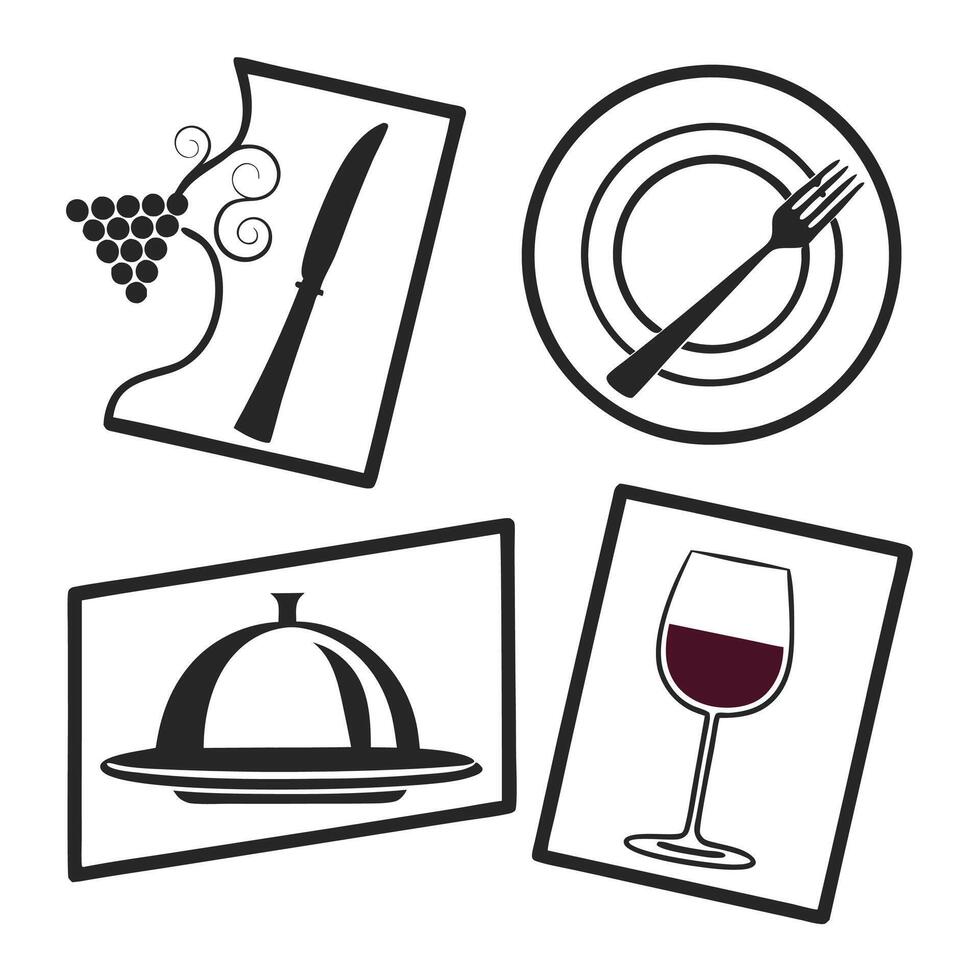 a set of minimalist food icons including a fork vector