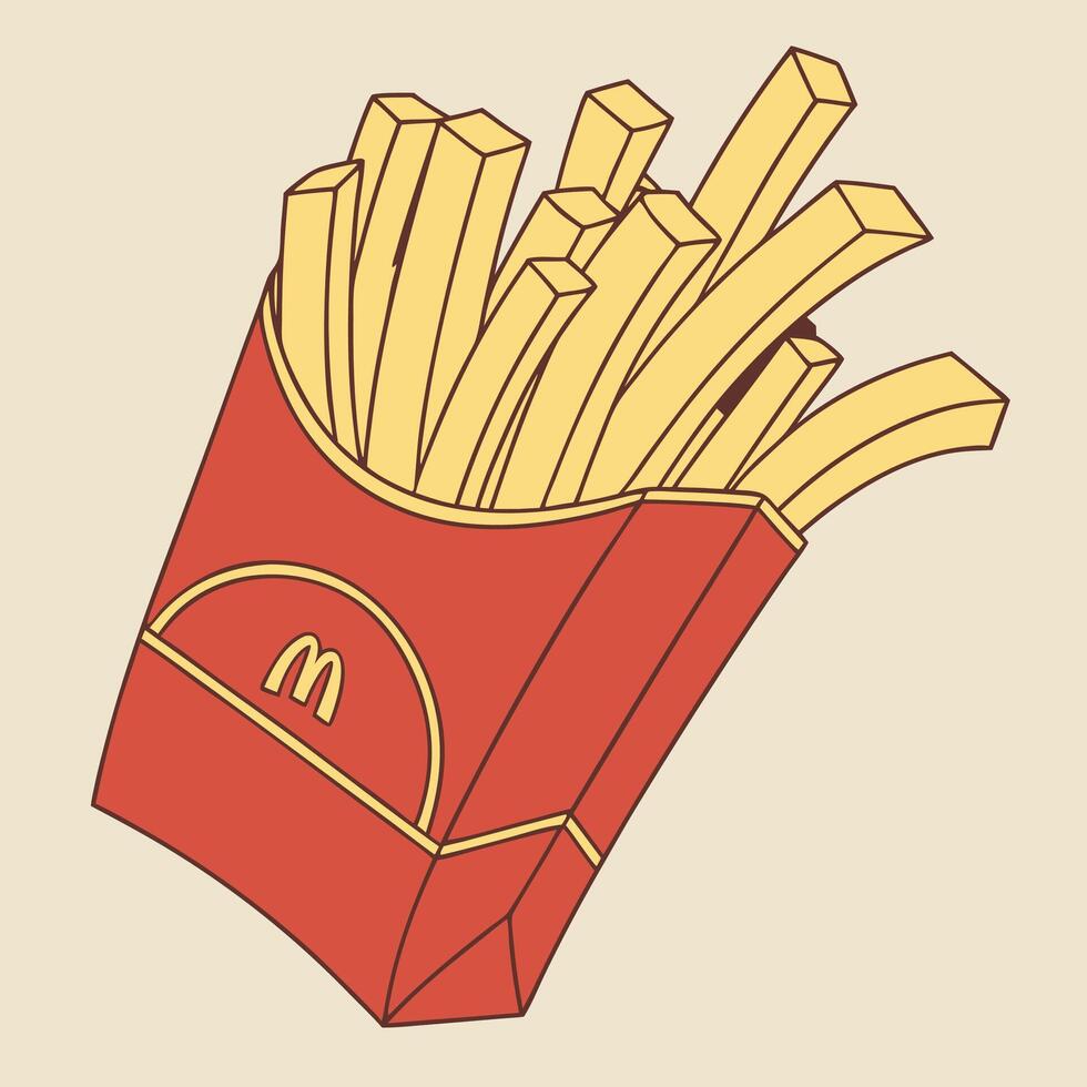a minimalist icon of a carton of french fries vector