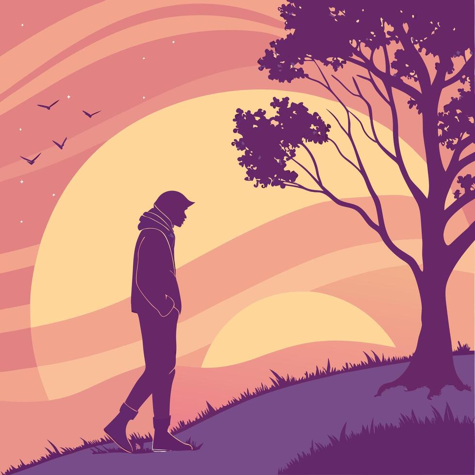 a silhouette of a person or object against a vibrant vector