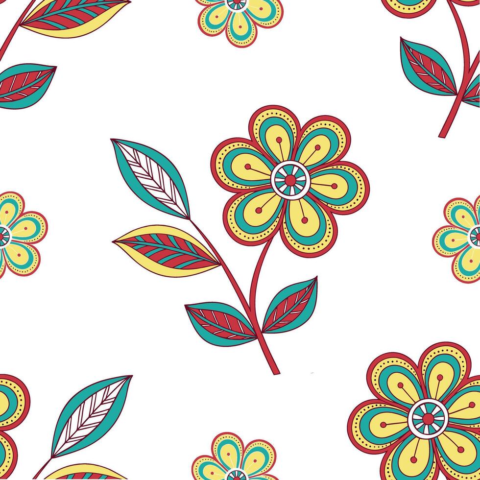 floral pattern with leaves and flowers on a white background vector