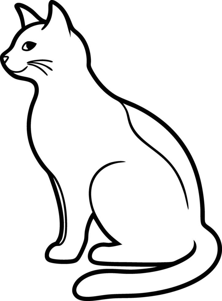 Line art drawing of a cat EPS download vector