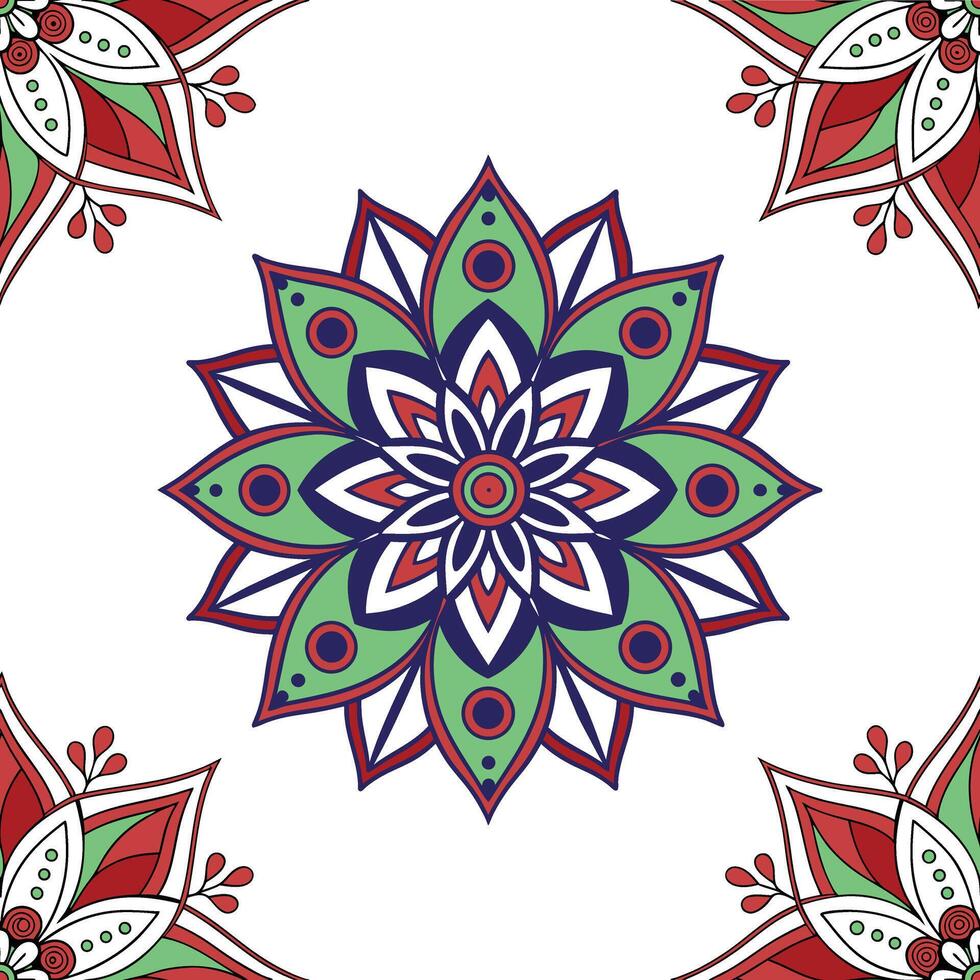 Colorful floral design in red, green and blue vector