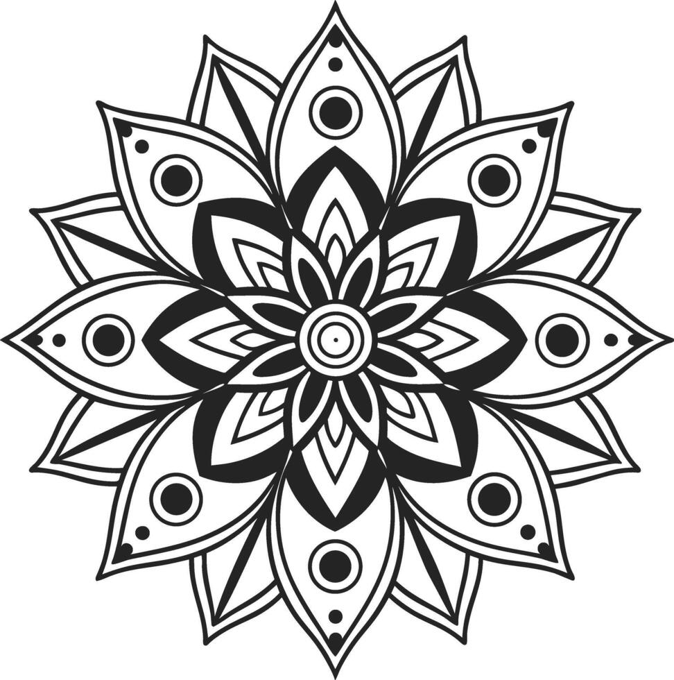 Mandala Flower Silhouette with Radial Petal Pattern Design vector