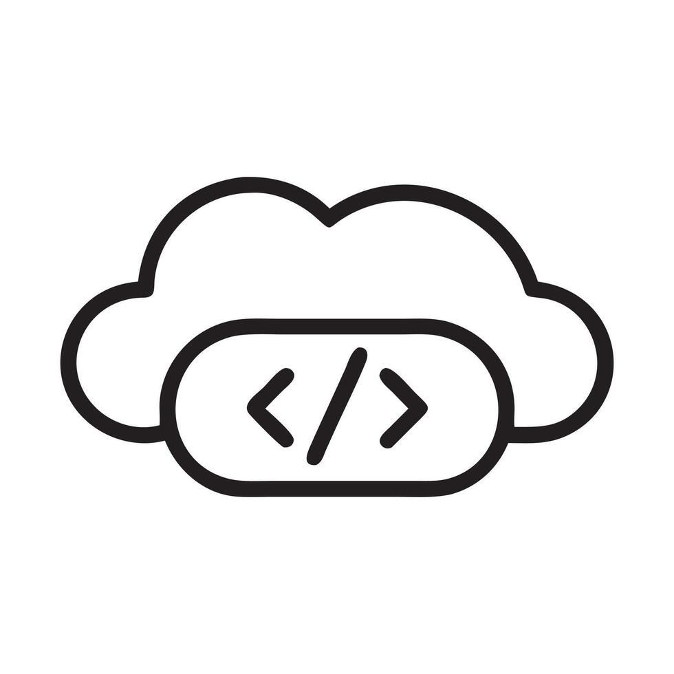 Cloud based coding icon, representing cloud computing and software development., vector