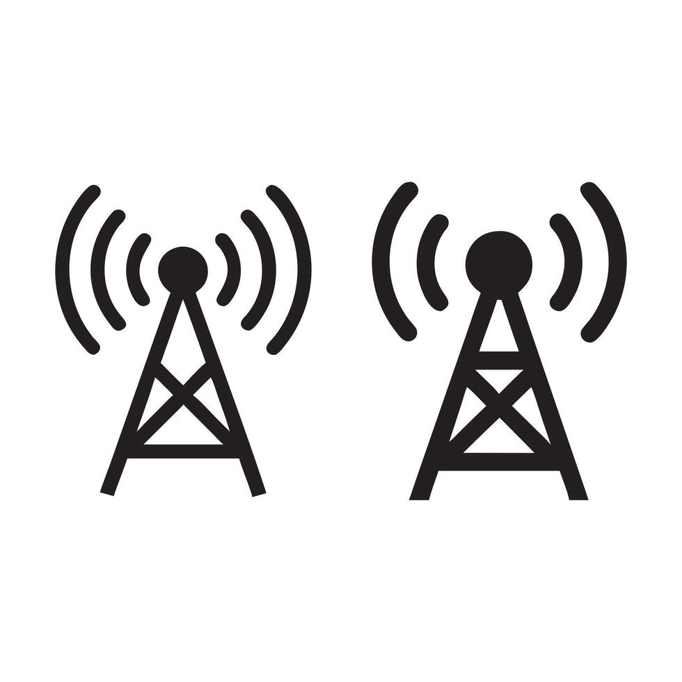 Simple black and white illustration of radio towers. icons, illustration vector