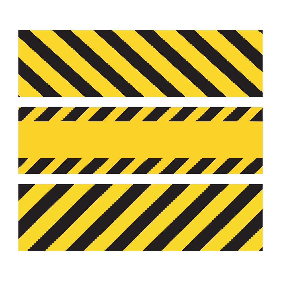 yellow and Black Caution Tape Stripes Set, Seamless barrier tape. Construction border. Black and yellow restriction line. Do not cross boundary tape vector