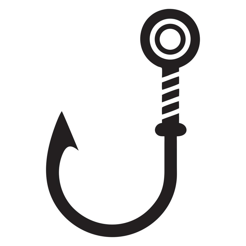 Simple Black Fishing Hook Icon, Fishing Hook Icon Design Set Art Illustration vector