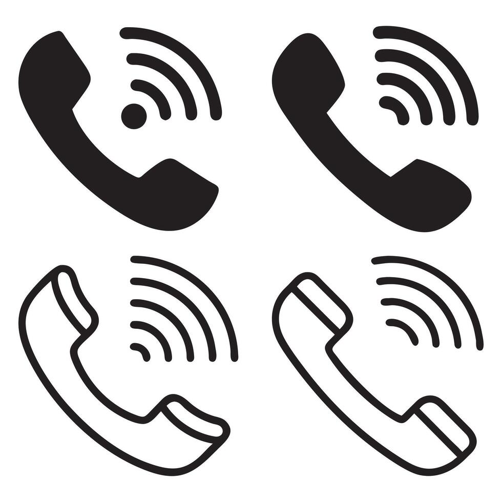Wireless Phone Icons Set for Contact Us, Phone icon set, , silhouette. Cell phone pictogram communication icon. Telephone icon, set. logo vector