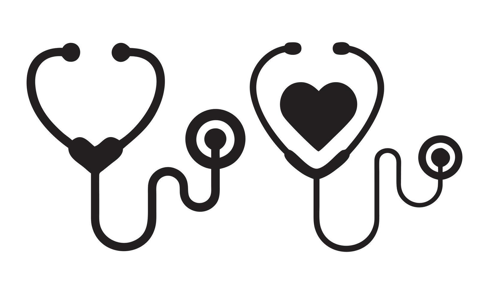 Stethoscopes with Heart Symbols for Healthcare, Medical stethoscope with heart icon. Health care and medicine worker symbol, illustration vector