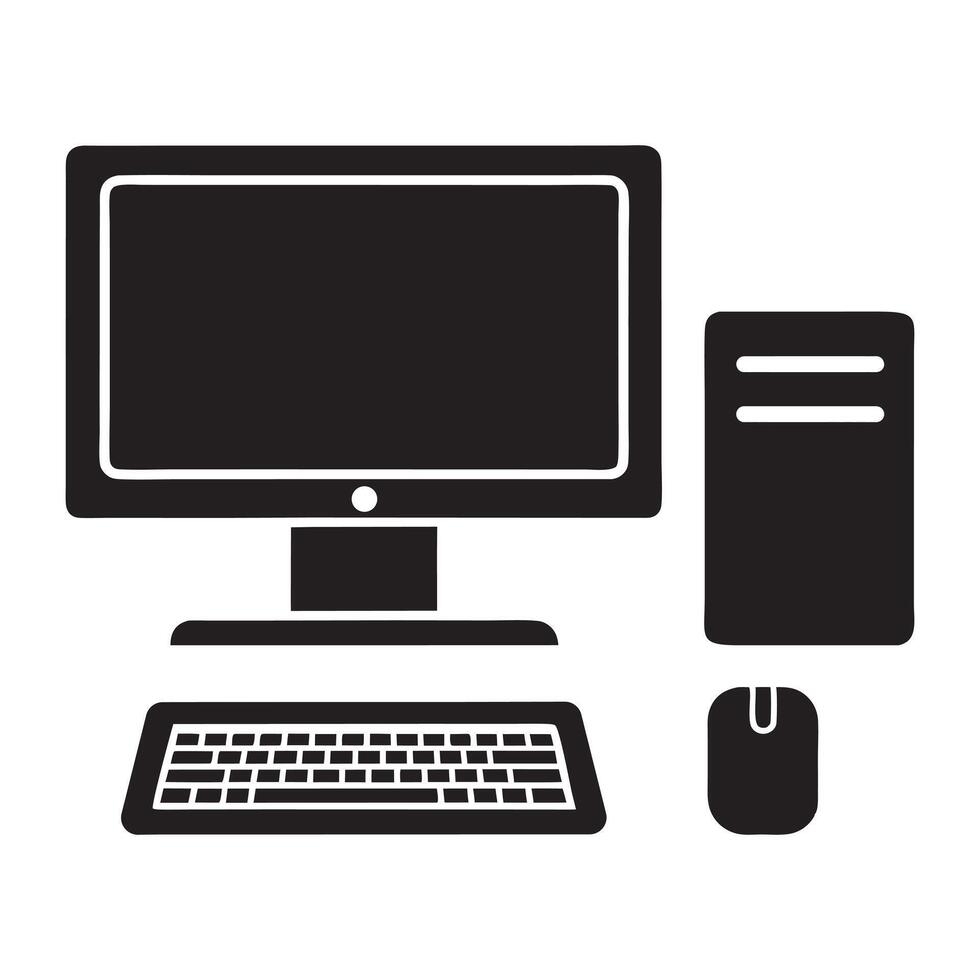 Computer screen sizes with keyboards and mouse icon vector