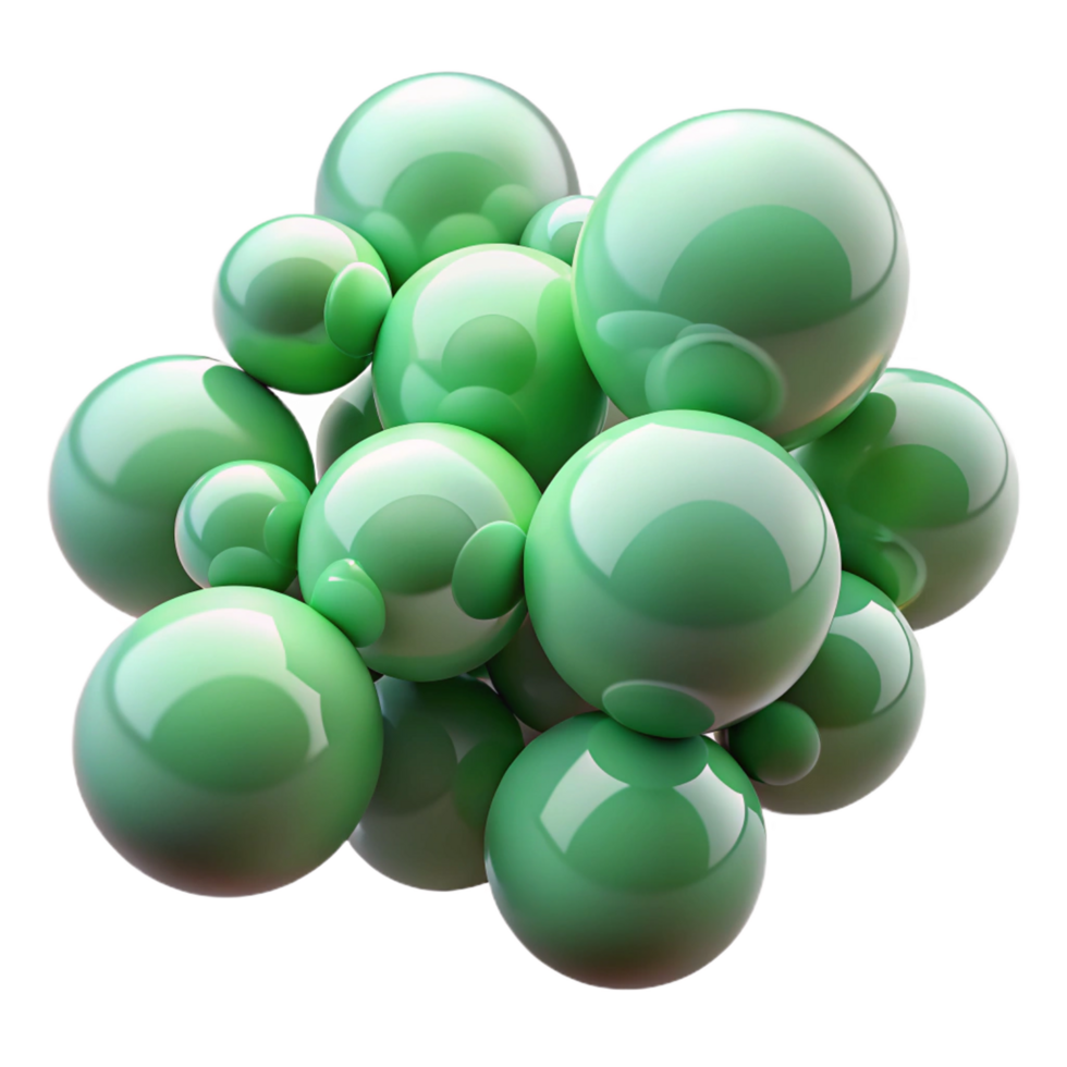 wonderful harmonious minimalist A field of translucent spheres in varying sizes and shades of green, overlapping and interacting, soft diffused lighting, Minimalist style genuine png