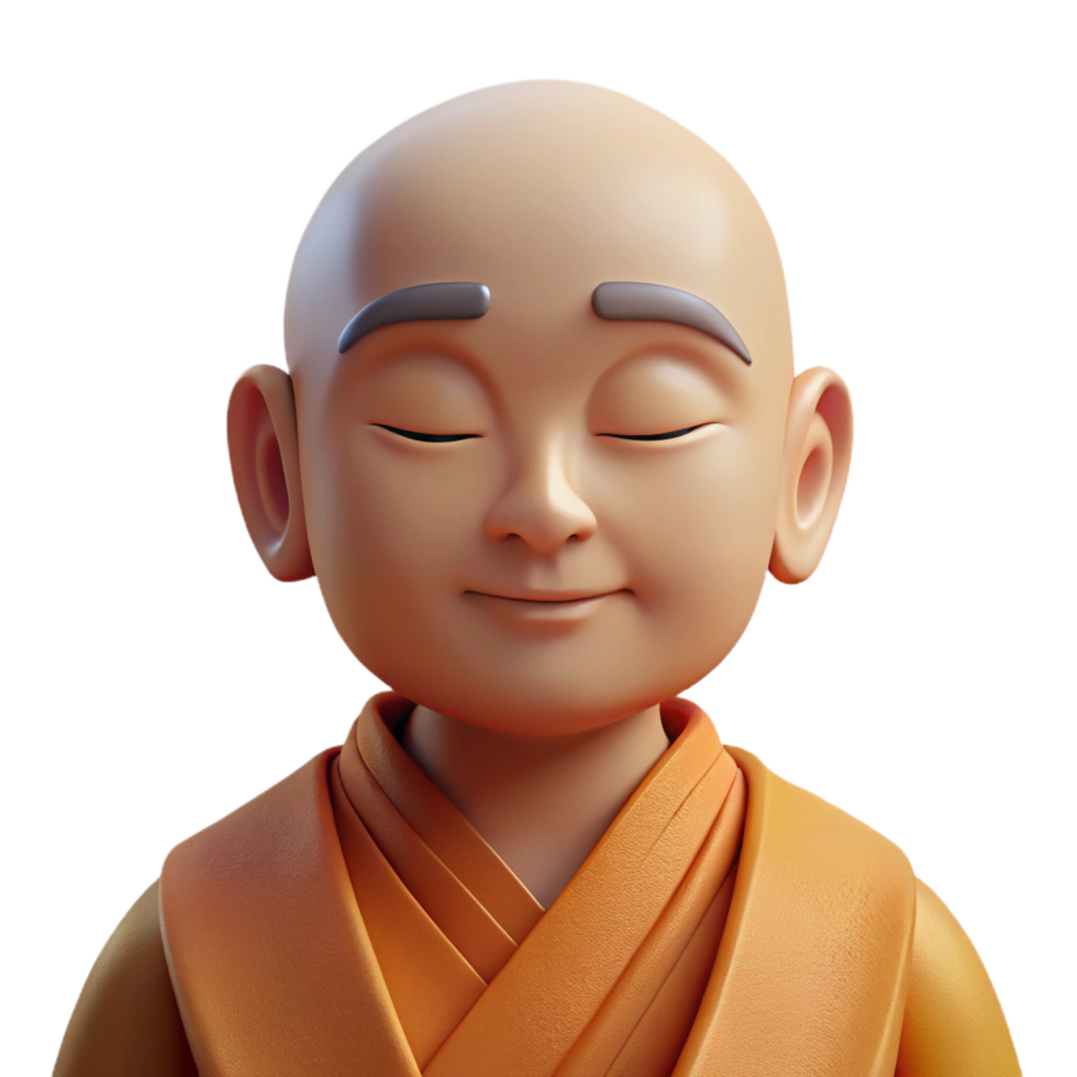 intense stunning Portrait of a serene meditating monk with flowing robes, closed eyes, and a peaceful expression. Soft, natural lighting. Realistic style elite png