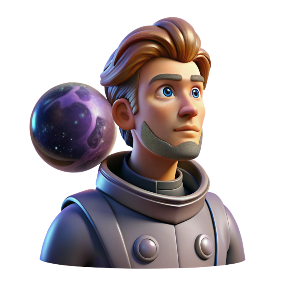unforgettable bohemian Portrait of a melancholic space traveler gazing at a distant planet, ethereal cosmic lighting, fantasy art style expertly shot png
