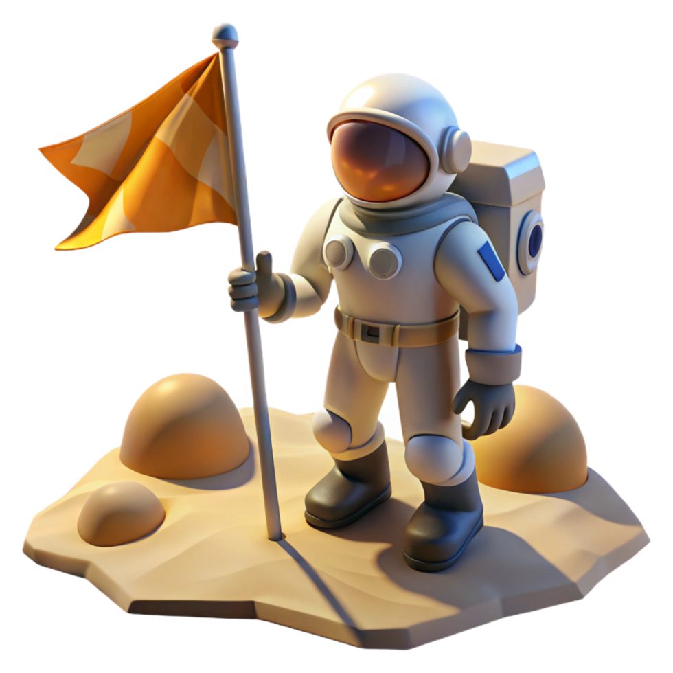 gorgeous memorable A lone astronaut planting a flag on a desolate, alien planet, harsh sunlight and long shadows, heroic and inspiring, photorealistic style png