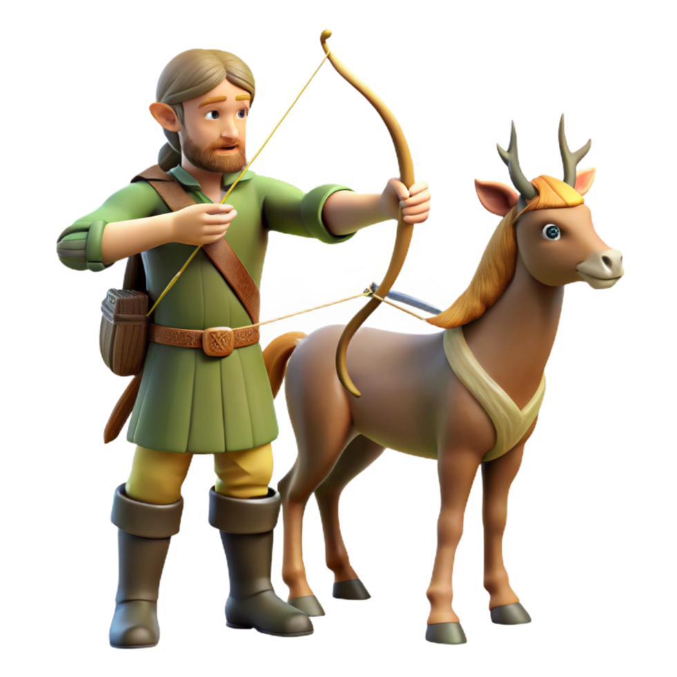 nostalgic mesmerizing A wise old centaur teaching archery to a young elf, warm sunlight, classical painting style original png