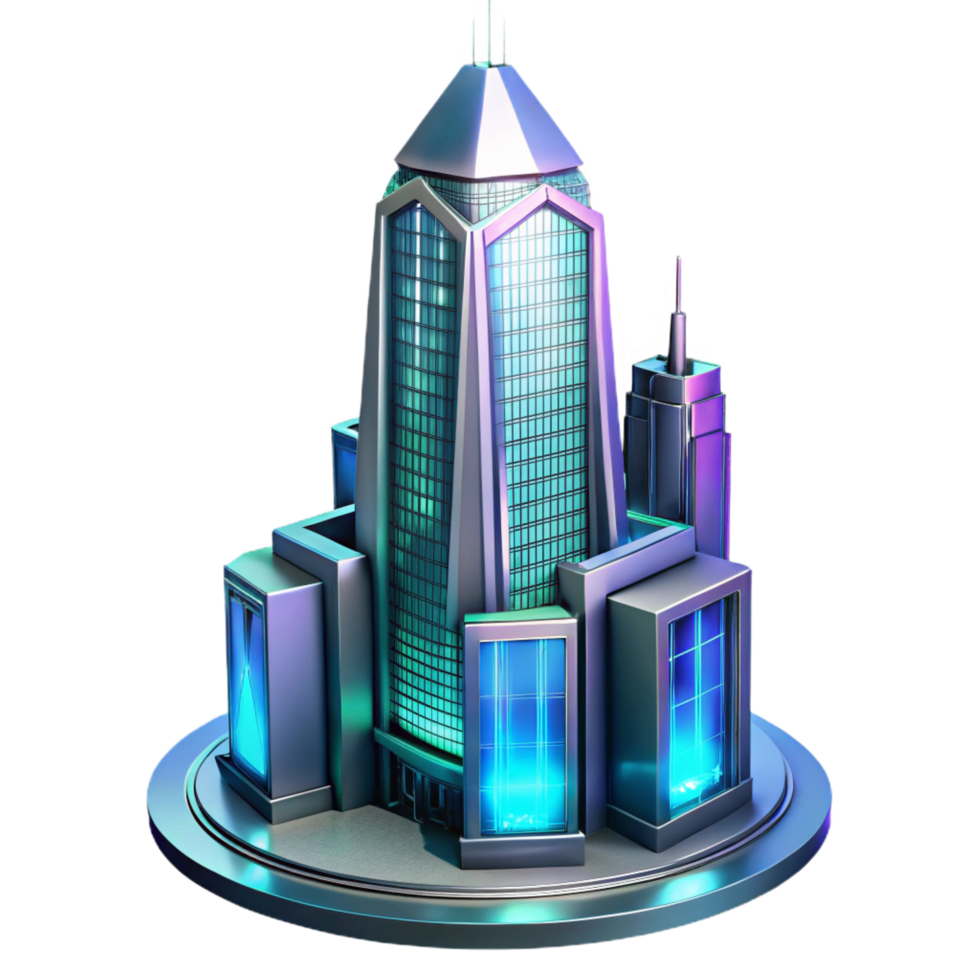 exquisite abstract A futuristic skyscraper, holographic advertisements, cyberpunk style, digital art, exclusive png