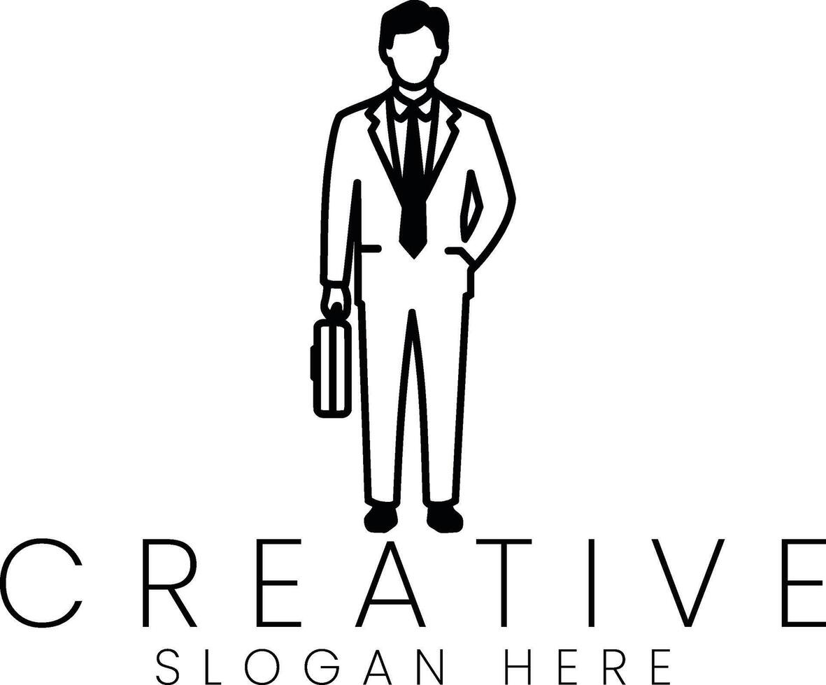 Professional Businessman Simple Line Art Minimalist Design job suit icon logo work team vector