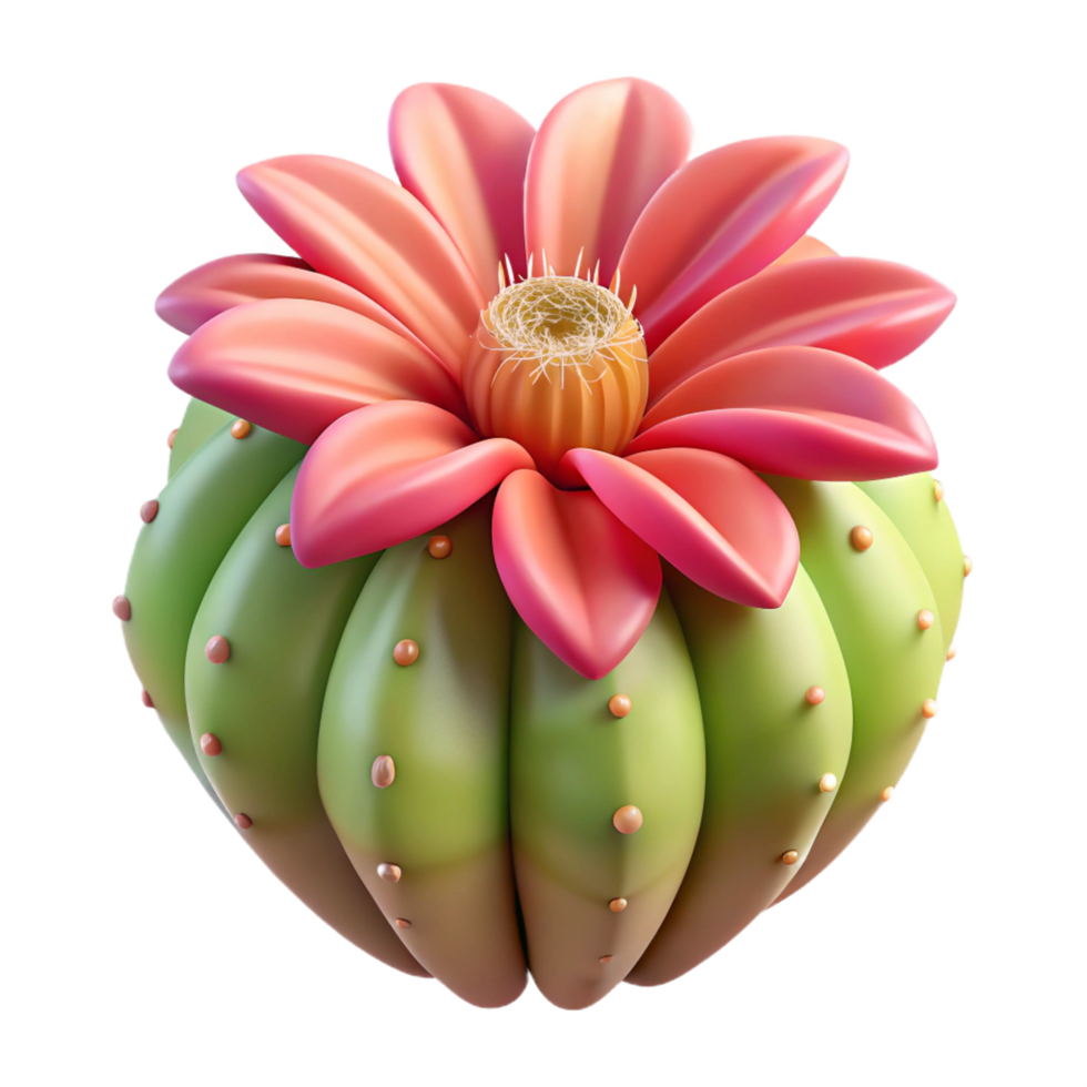 stunning dreamy art deco A cactus flower blooming in the harsh desert sun. Detailed textures, vibrant colors masterfully captured png