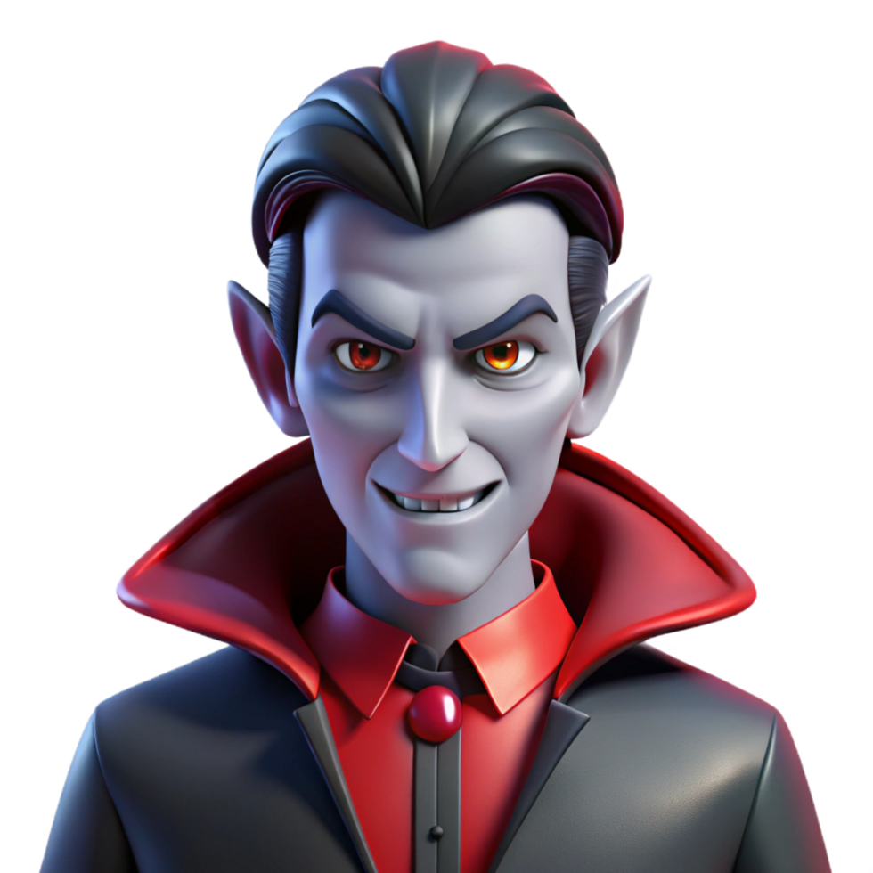 exemplary contemporary Portrait of a charismatic vampire with piercing red eyes, dark gothic lighting, digital art style perfect clarity png