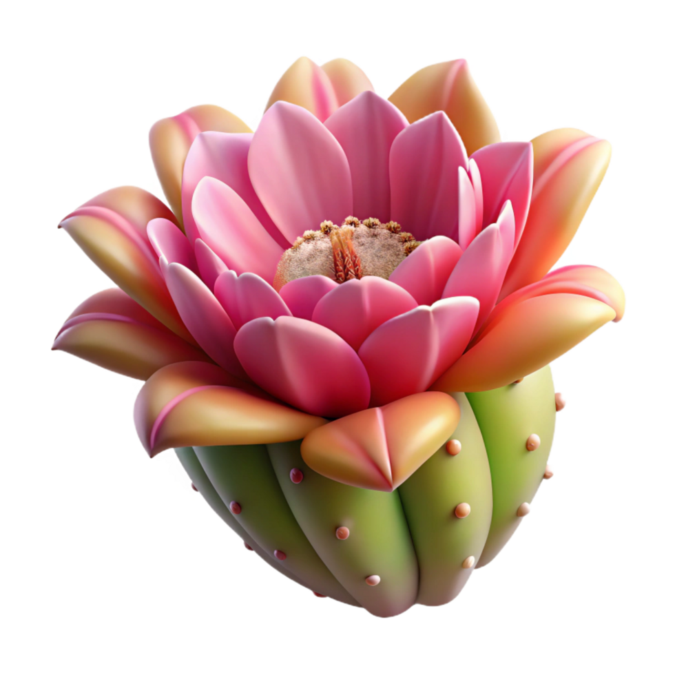 extraordinary mid century A cactus flower blooming in the harsh desert sun. Detailed textures, vibrant colors professional png