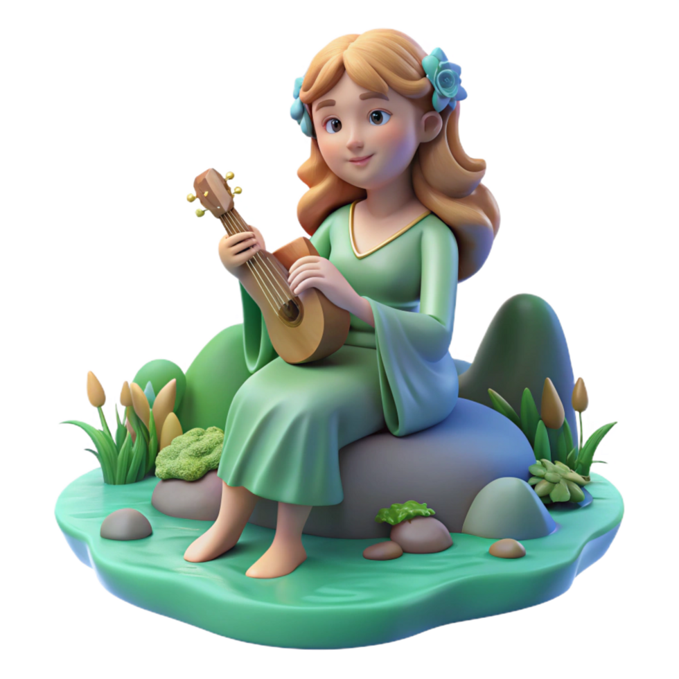 dazzling distinctive A playful Rusalka luring travelers to their doom with her enchanting song, sitting by a river, ethereal and alluring, png