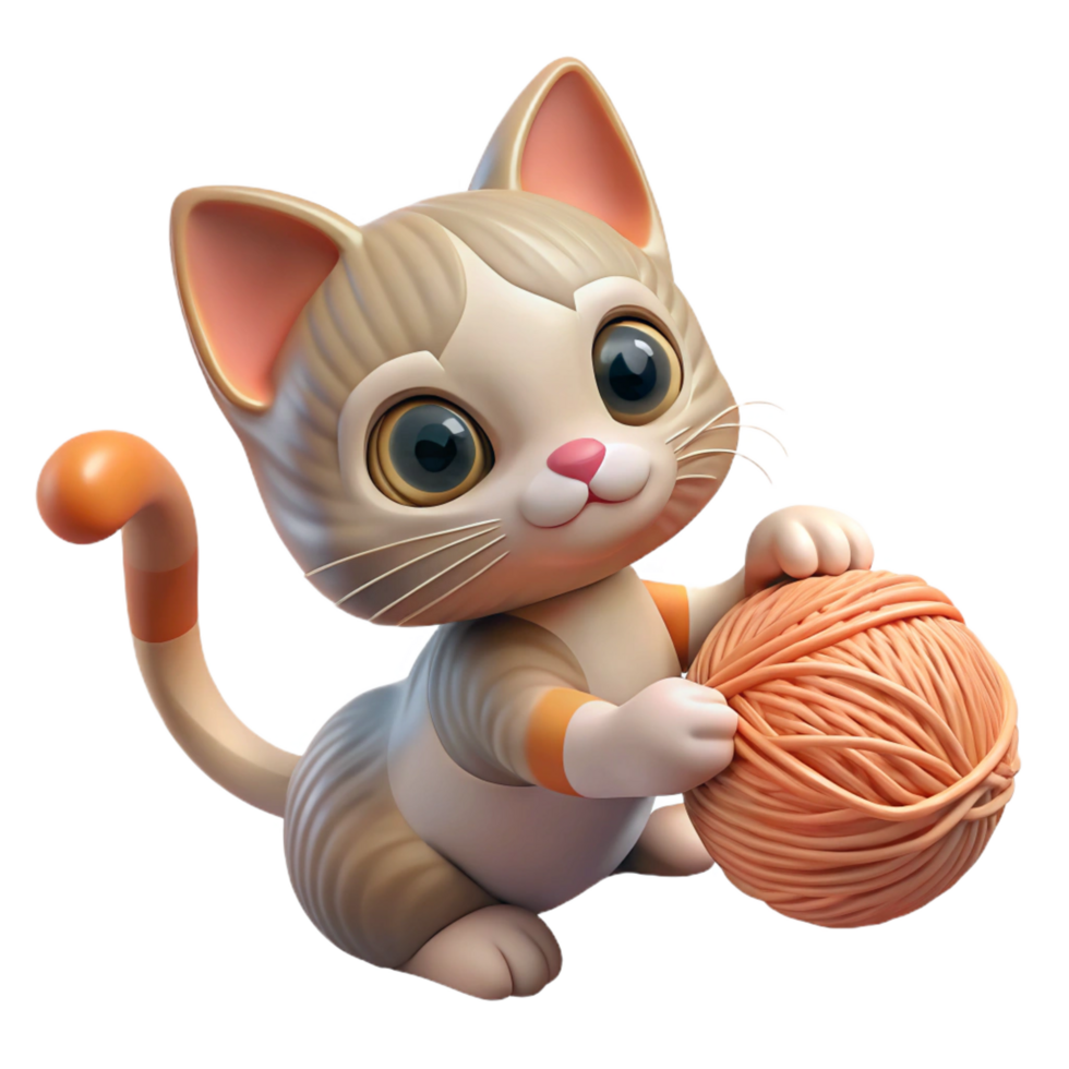 hypnotic inspired A playful kitten batting at a ball of yarn, whimsical style, soft, warm lighting, fluffy fur png