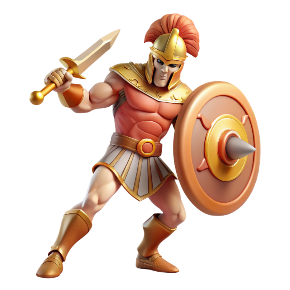 vibrant peaceful tropical A fierce Ares, god of war, wielding a sword and shield, dramatic lighting, battle scene. Baroque style artisan png