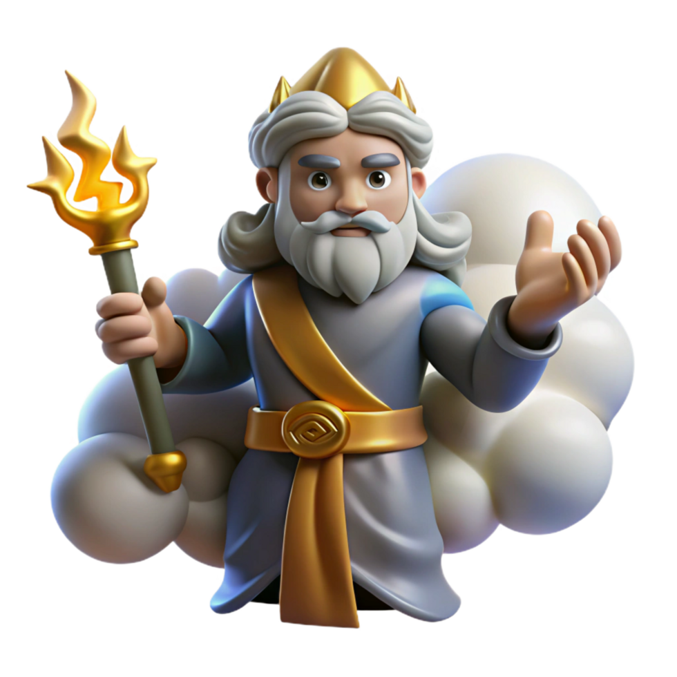 beautiful harmonious surreal A powerful Slavic god Perun wielding a lightning bolt, surrounded by storm clouds, dynamic and powerful, high resolution png