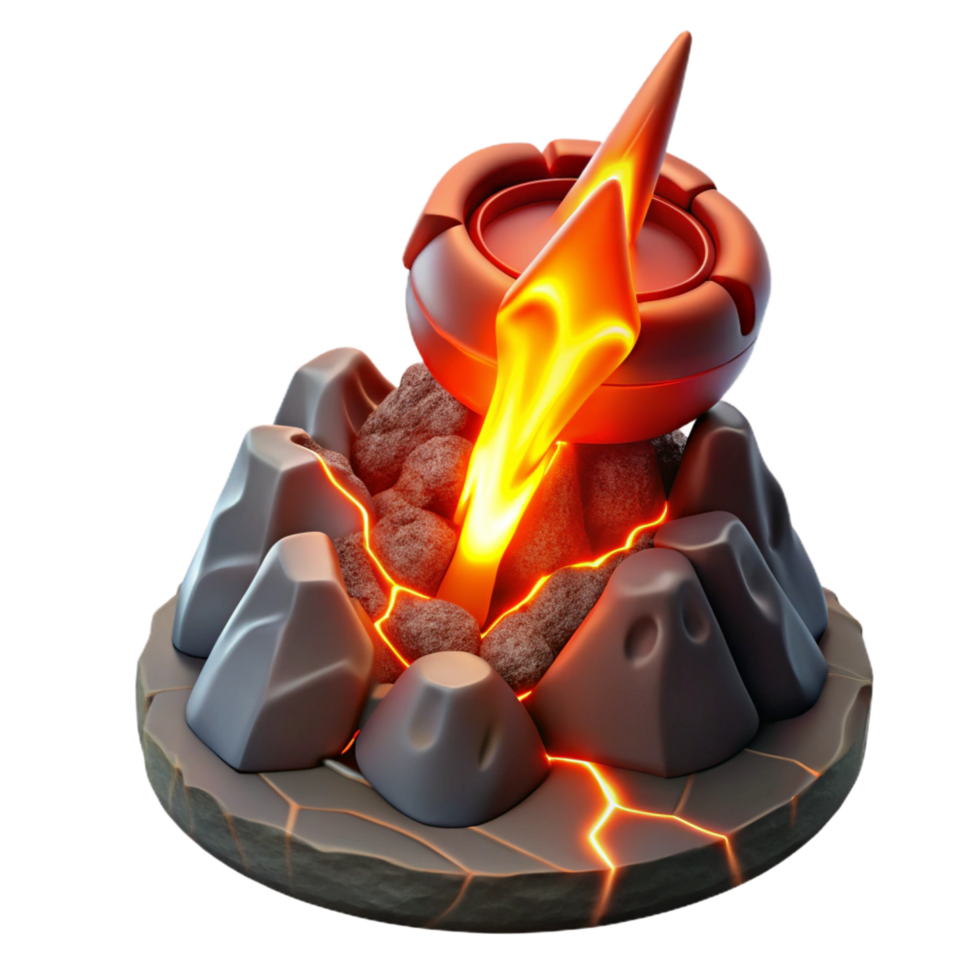 timeless gothic A powerful cyclops forging a lightning bolt in a volcanic cavern, intense red and orange light, hyperrealistic style perfect clarity png