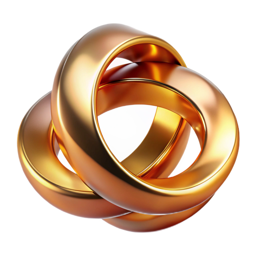 timeless modern Interlocking metallic rings of copper and gold, reflecting a warm, golden light. Art Nouveau style top tier png