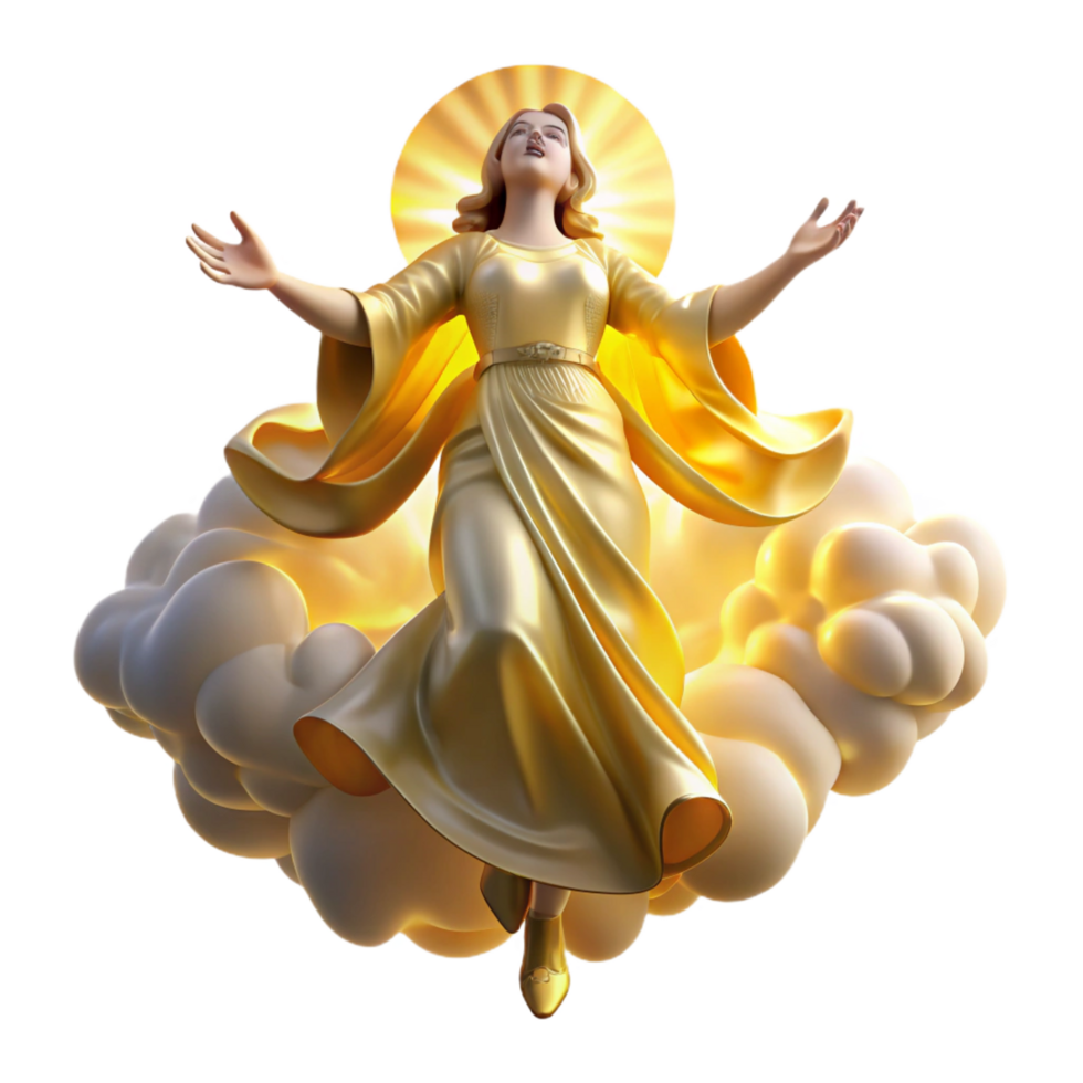 sumptuous energetic contemporary A graceful celestial being descending from the heavens, bathed in golden light. Divine, ethereal lighting, Renaissance style elite png