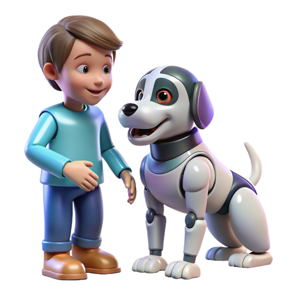 enchanting passionate gothic A robotic dog interacting with a child, warm, domestic setting, realistic style artisan png
