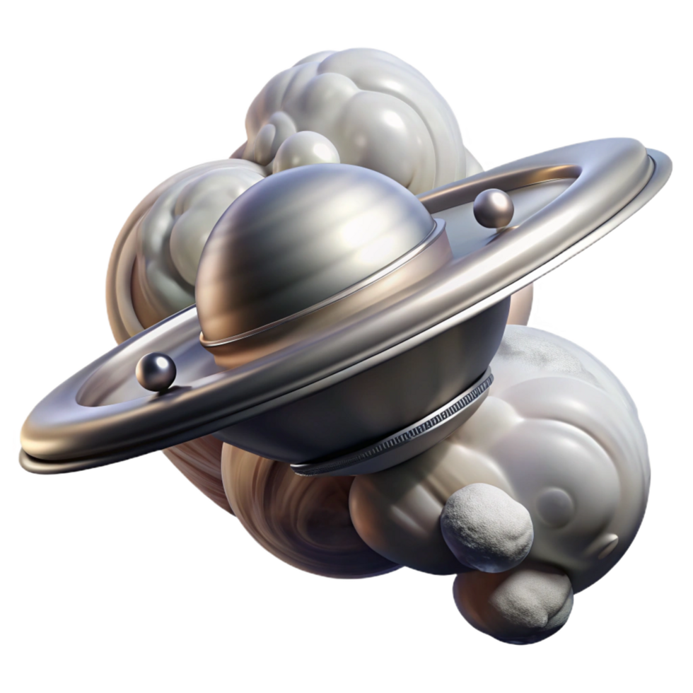 enchanting intense nordic A sleek, silver spaceship orbiting a gas giant, swirling clouds and atmospheric effects, realistic and detailed, space art style elite png