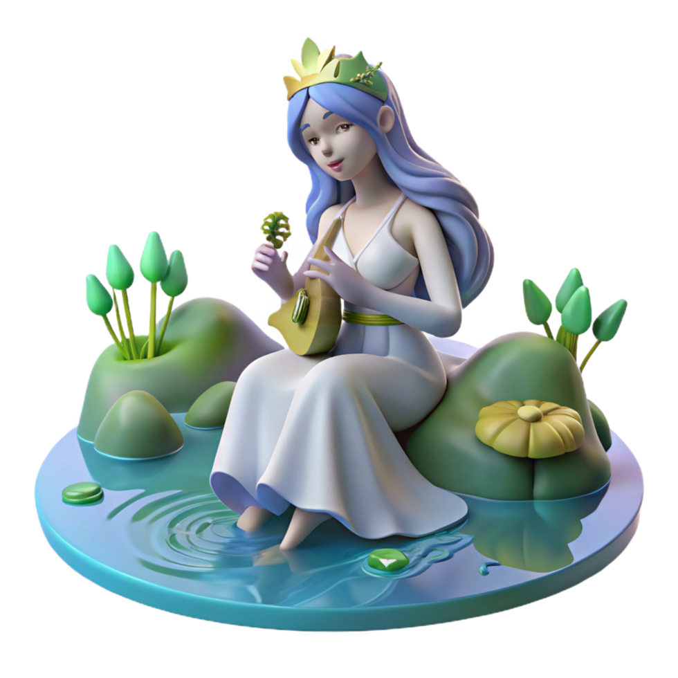 vibrant sought after A playful Rusalka luring travelers to their doom with her enchanting song, sitting by a river, ethereal and alluring, png