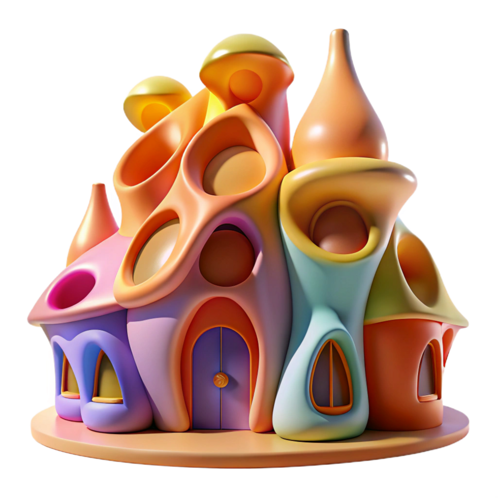 gorgeous exceptional Gaudi inspired organic architecture, vibrant colors, flowing lines, sunny lighting, surreal, png