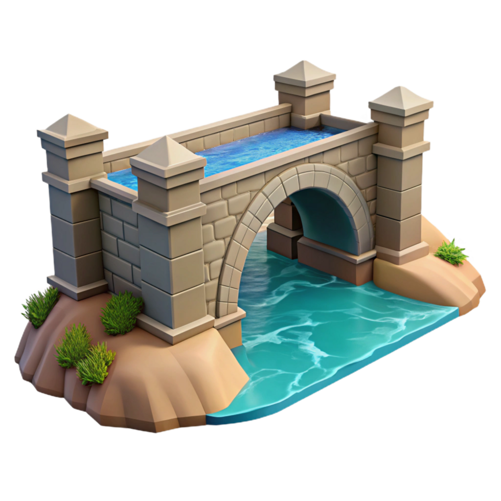 alluring distinguished A medieval bridge, stone arches, flowing river, romanticism style, digital painting, png