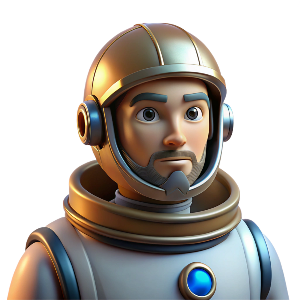 remarkable art deco Portrait of a determined astronaut in a spacesuit, bright sunlight reflecting off the helmet, photorealistic style expertly shot png