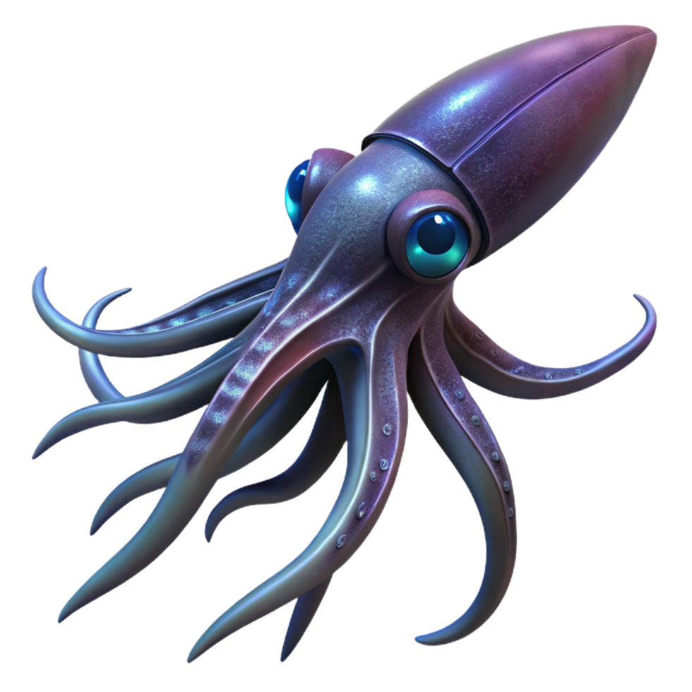 picturesque melancholic futuristic A giant squid swimming in the deep ocean, dark and mysterious atmosphere, bioluminescent details expertly shot png