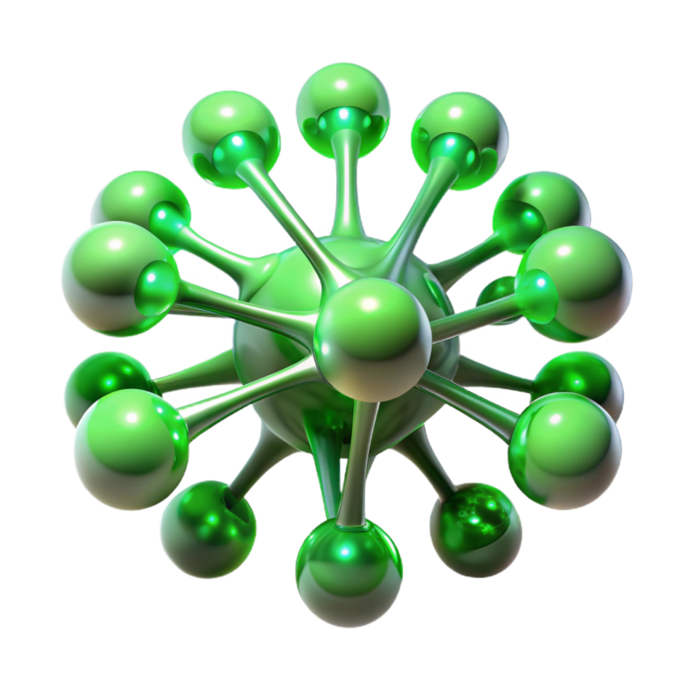 fascinating distinguished A network of pulsating bioluminescent strands, emitting an eerie green light, in a dark, abstract space. Biopunk style png