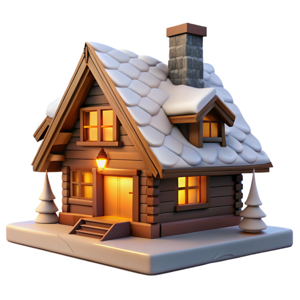 majestic quintessential Swiss chalet, wood and stone, snowy mountain backdrop, warm firelight, cozy, rustic style png