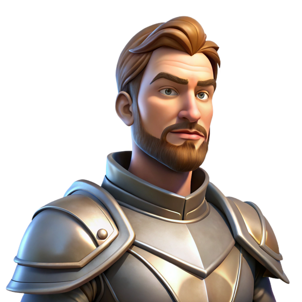 elegant rustic Portrait of a stoic knight in shining armor, heroic sunlight, digital painting style 8K png